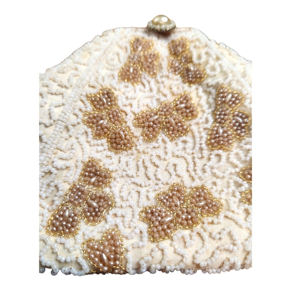 Antique Victorian Ornate Micro Beaded Evening Mini Opera Bag with Jeweled Clasp - Picture 4 of 13